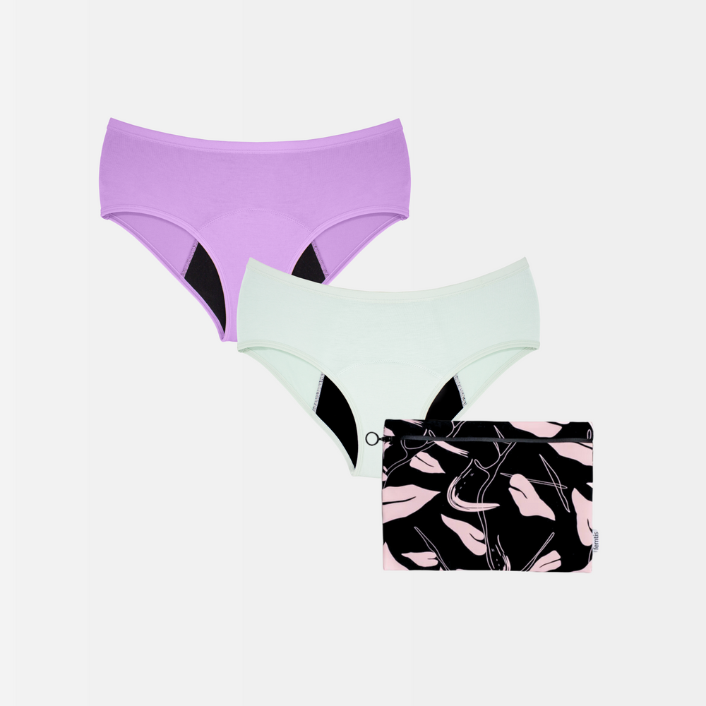 Period Panty Set: 2x LENE Teen - flieder & salbei